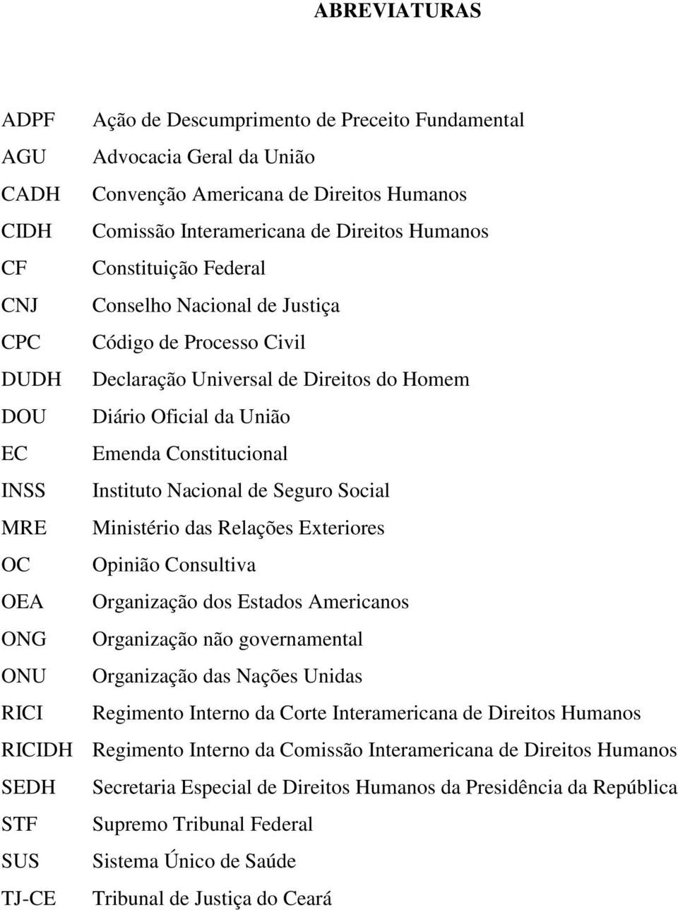 Nacional de Seguro Social MRE Ministério das Relações Exteriores OC Opinião Consultiva OEA Organização dos Estados Americanos ONG Organização não governamental ONU Organização das Nações Unidas RICI