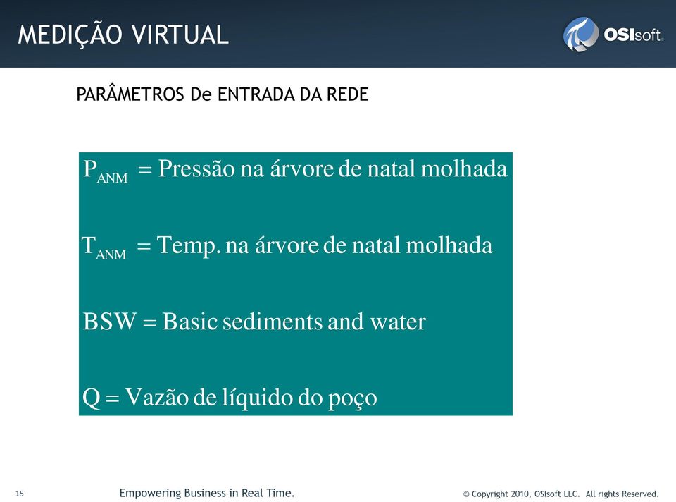 na árvore de natal molhada BSW Basic sediments and water Q Vazão de