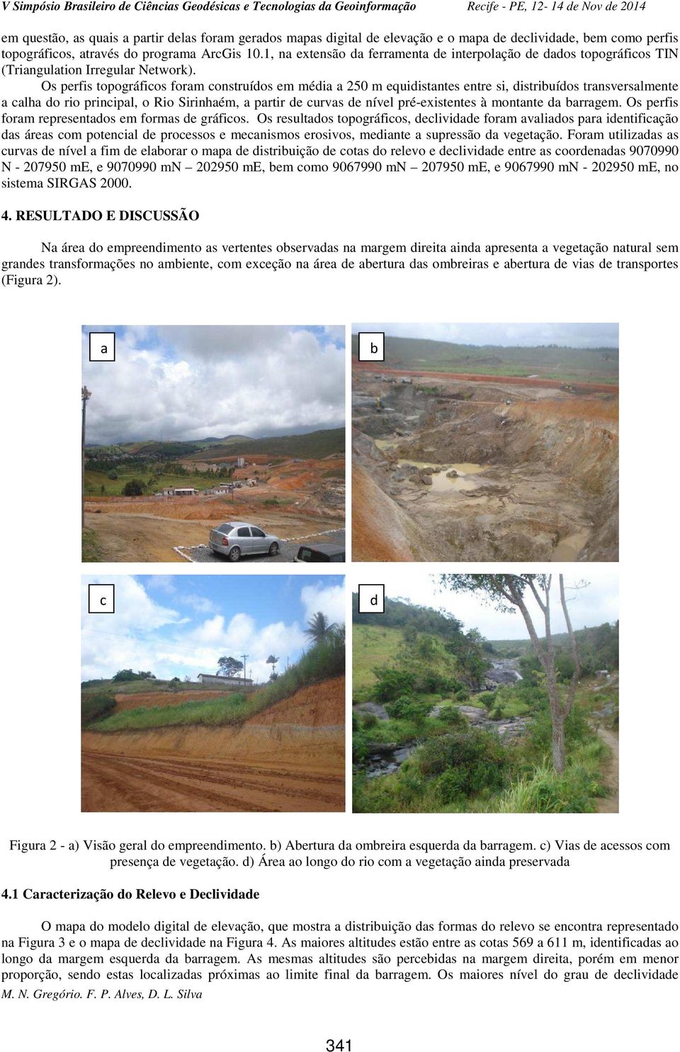 Os perfis topográficos foram construídos em média a 250 m equidistantes entre si, distribuídos transversalmente a calha do rio principal, o Rio Sirinhaém, a partir de curvas de nível pré-existentes à