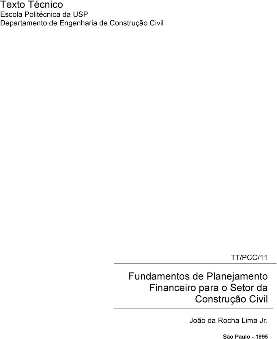 TT/PCC/11 Fundamentos de Planejamento Financeiro