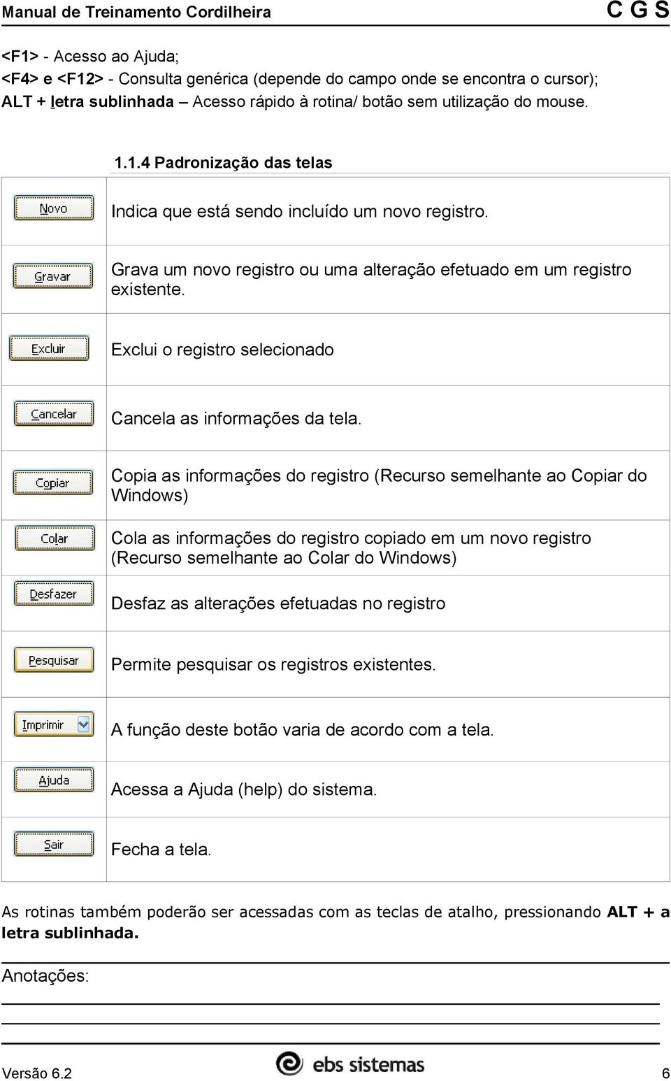 Copia as informações do registro (Recurso semelhante ao Copiar do Windows) Cola as informações do registro copiado em um novo registro (Recurso semelhante ao Colar do Windows) Desfaz as alterações