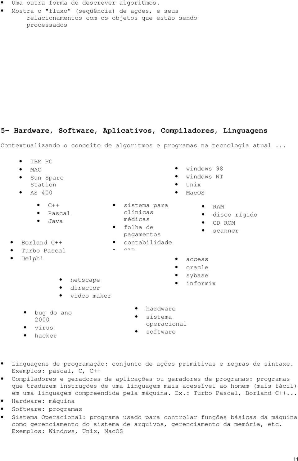 algoritmos e programas na tecnologia atual.