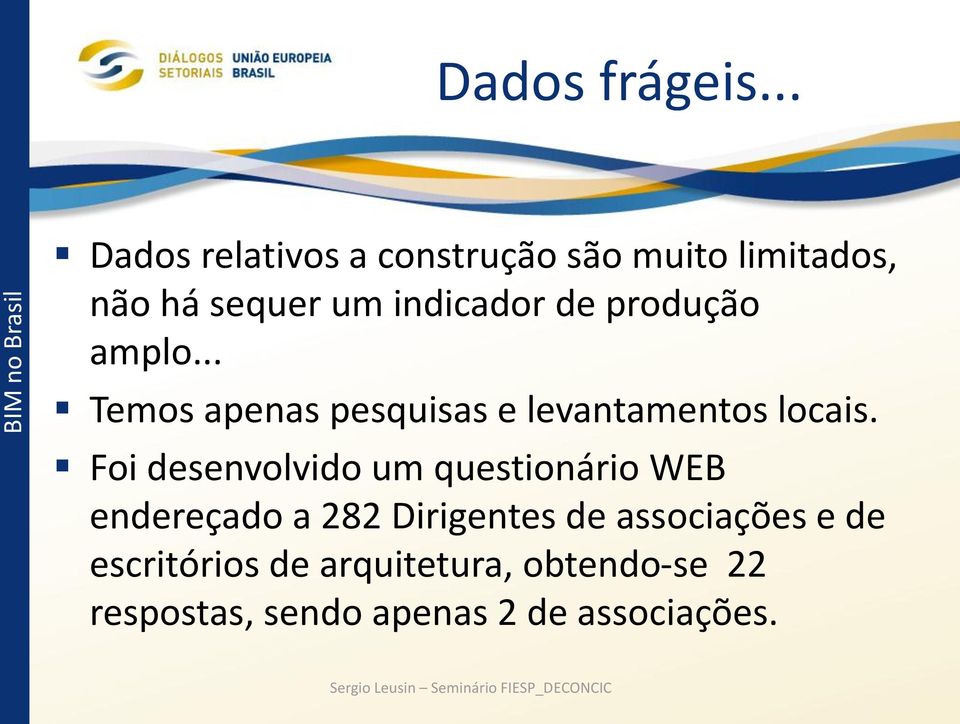 produção amplo... Temos apenas pesquisas e levantamentos locais.