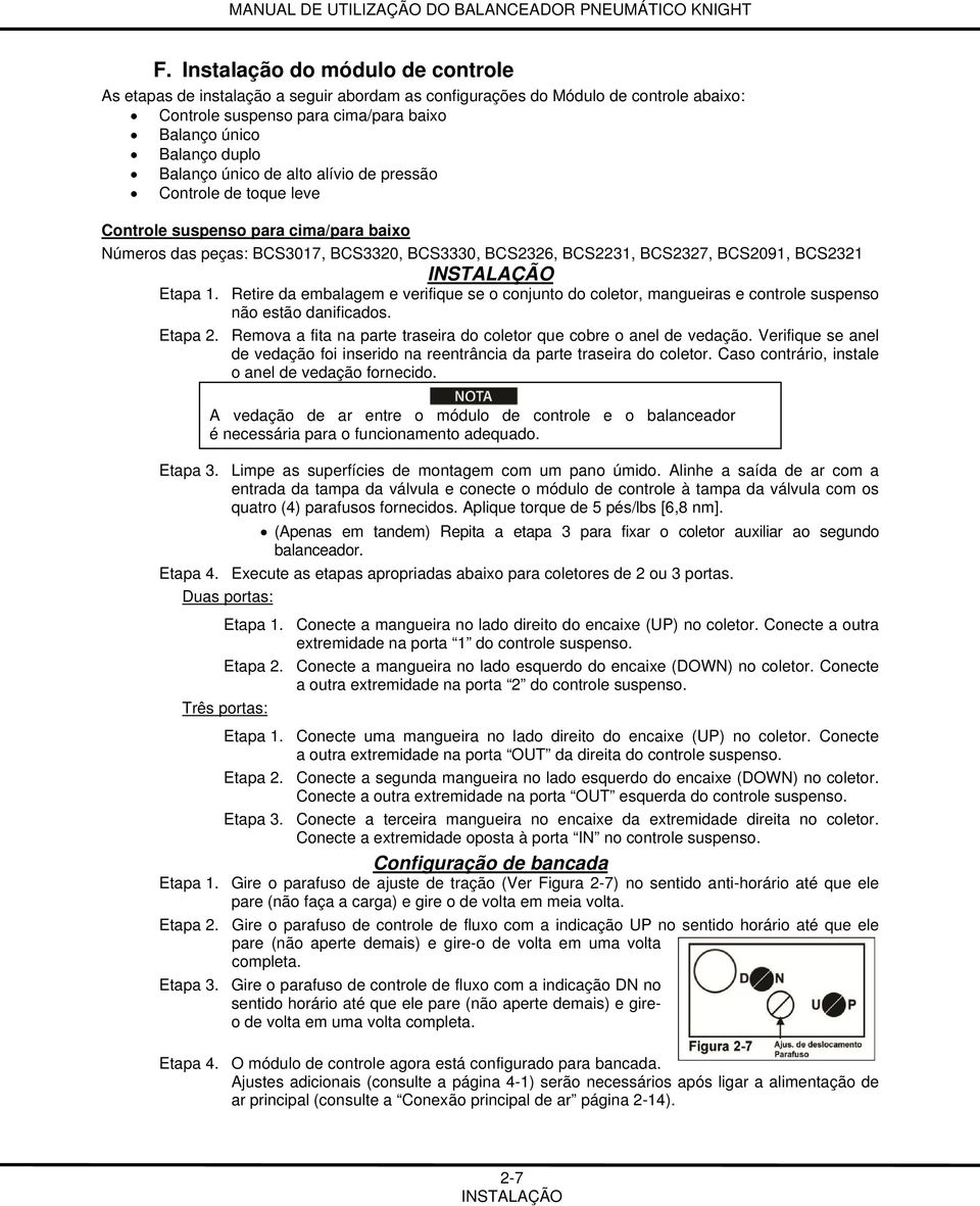 Etapa 1. Retire da embalagem e verifique se o conjunto do coletor, mangueiras e controle suspenso não estão danificados. Etapa 2.