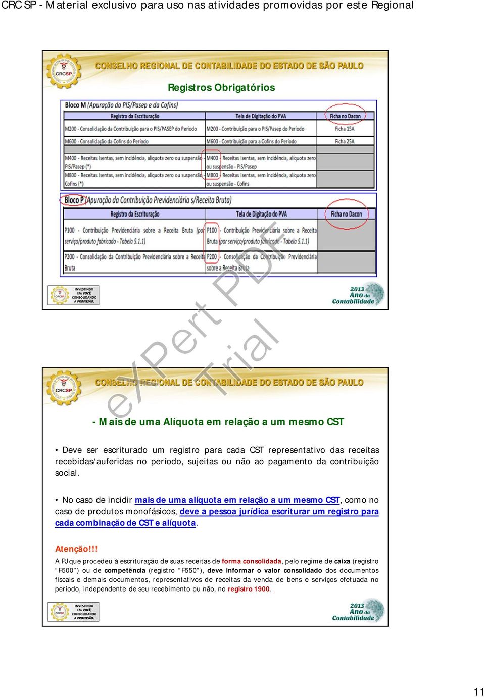 No caso de incidir mais de uma alíquota em relação a um mesmo CST, como no caso de produtos monofásicos, deve a pessoa jurídica escriturar um registro para cada combinação de CST e alíquota. Atenção!