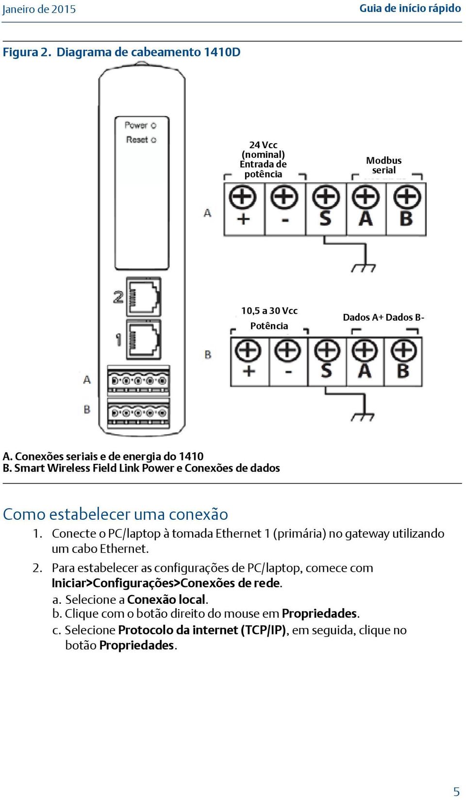 Conecte o PC/laptop à tomada Ethernet 1 (primária) no gateway utilizando um cabo Ethernet. 2.