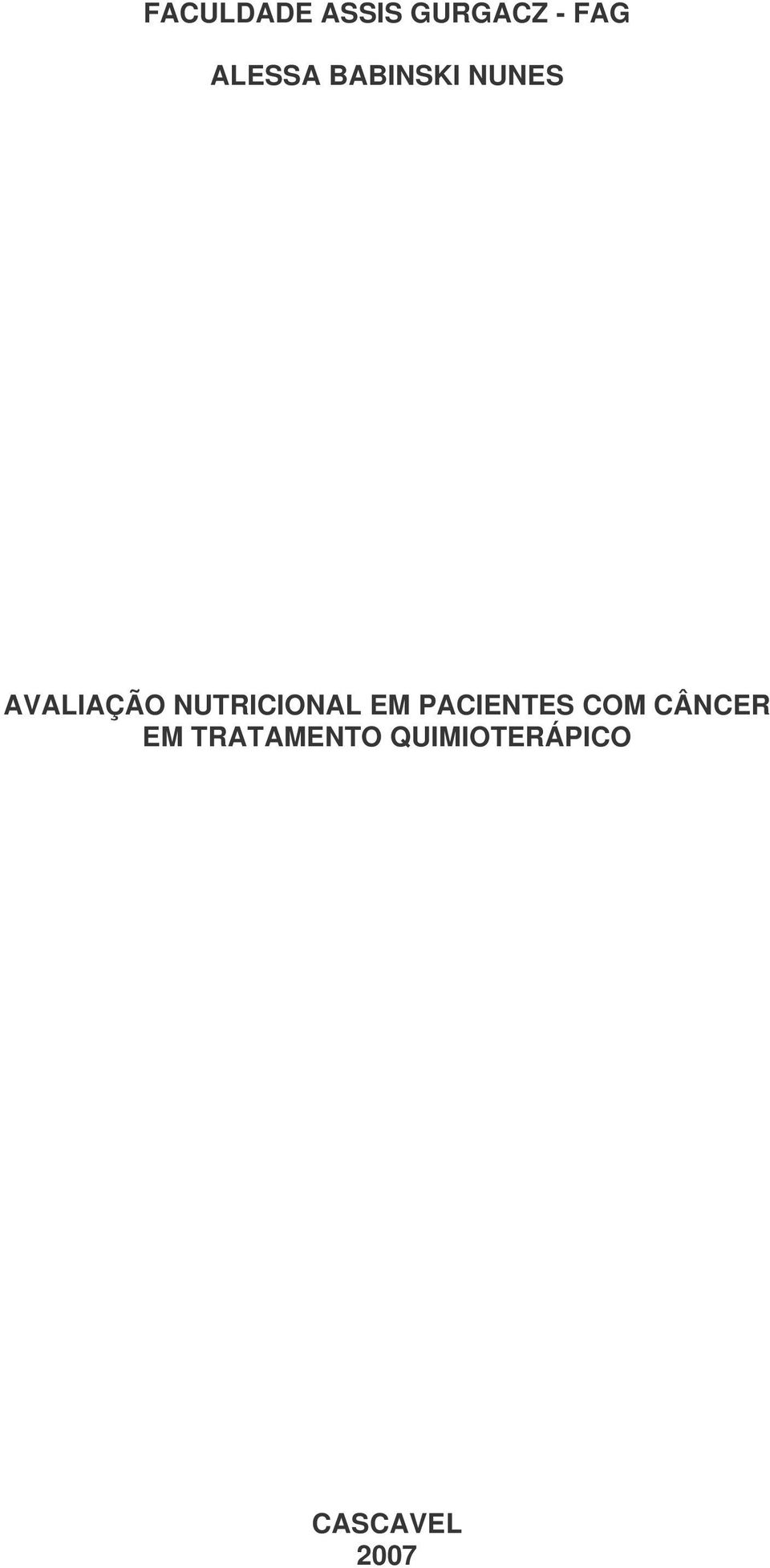 NUTRICIONAL EM PACIENTES COM