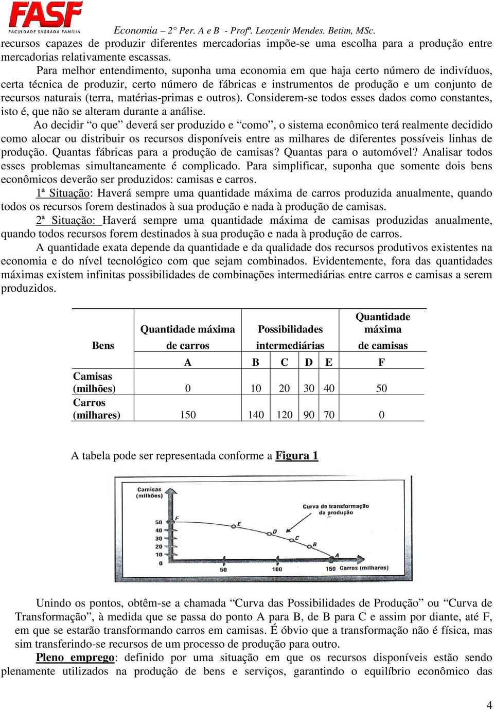 naturais (terra, matérias-primas e outros). Considerem-se todos esses dados como constantes, isto é, que não se alteram durante a análise.