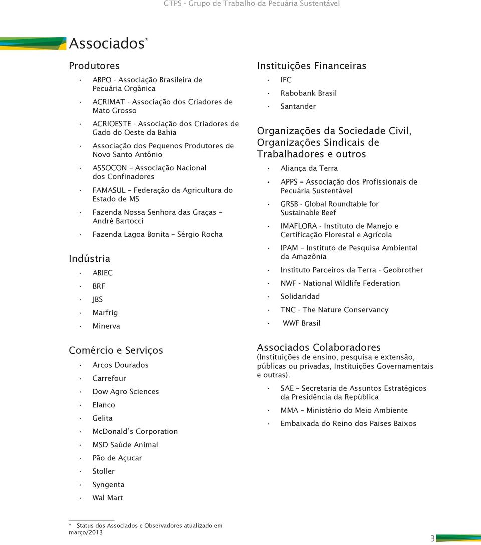 Nossa Senhora das Graças André Bartocci Fazenda Lagoa Bonita Sérgio Rocha Indústria ABIEC BRF JBS Marfrig Minerva Comércio e Serviços Arcos Dourados Carrefour Dow Agro Sciences Elanco Gelita McDonald