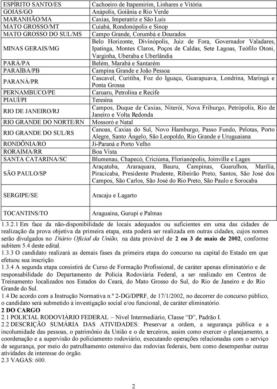 Sinop Campo Grande, Corumbá e Dourados Belo Horizonte, Divinópolis, Juiz de Fora, Governador Valadares, Ipatinga, Montes Claros, Poços de Caldas, Sete Lagoas, Teófilo Otoni, Varginha, Uberaba e