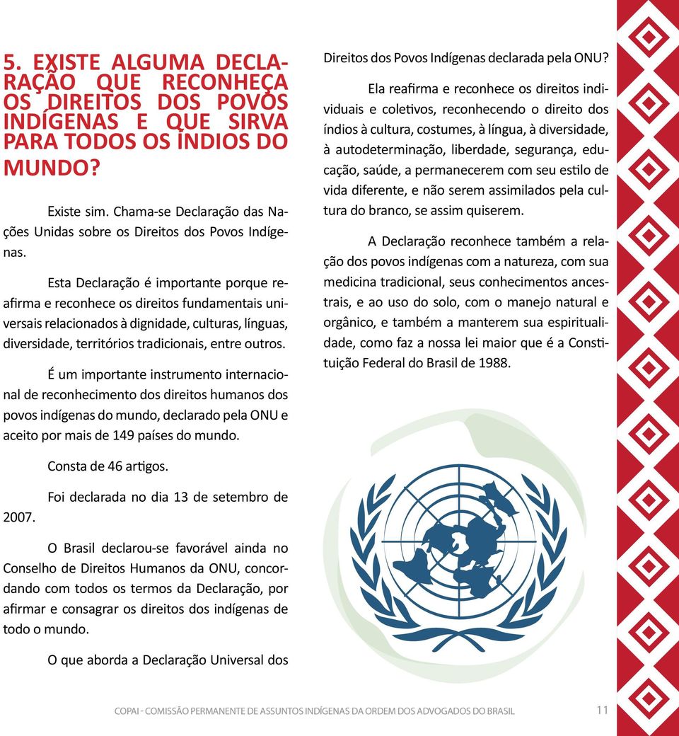 Esta Declaração é importante porque reafirma e reconhece os direitos fundamentais universais relacionados à dignidade, culturas, línguas, diversidade, territórios tradicionais, entre outros.