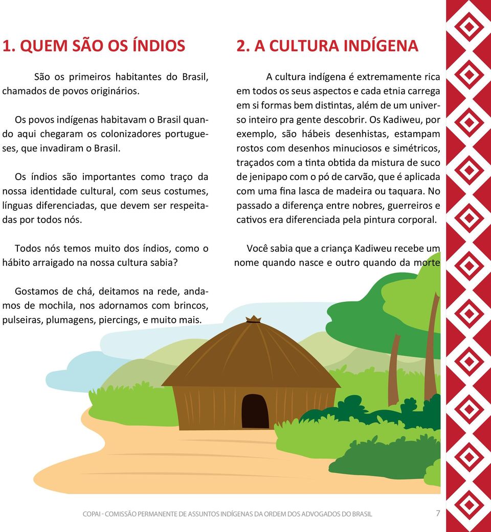 Os índios são importantes como traço da nossa identidade cultural, com seus costumes, línguas diferenciadas, que devem ser respeitadas por todos nós.