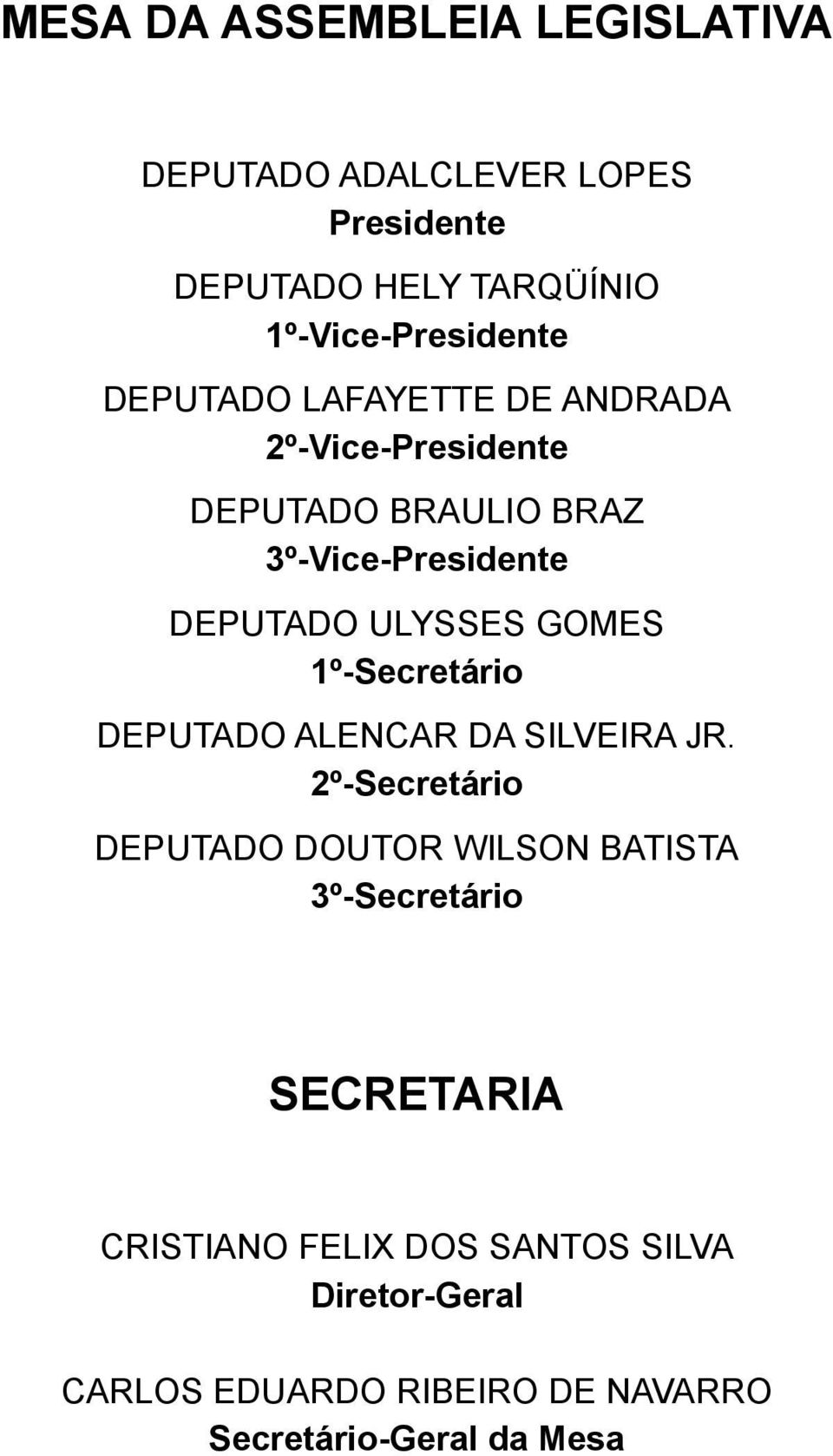 GOMES 1º-Secretário DEPUTADO ALENCAR DA SILVEIRA JR.