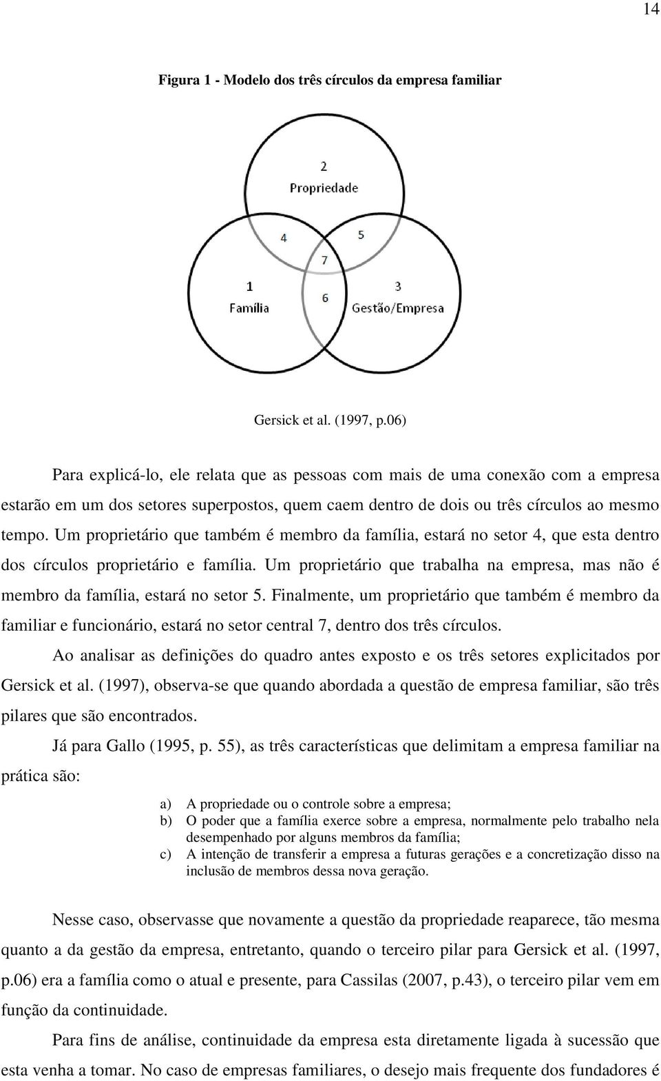 Um proprietário que também é membro da família, estará no setor 4, que esta dentro dos círculos proprietário e família.