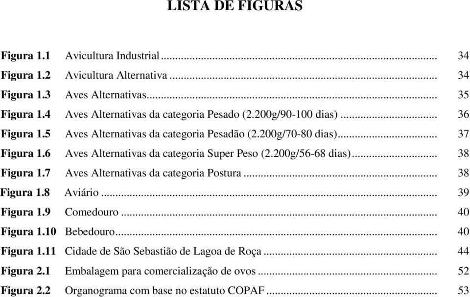 6 Aves Alternativas da categoria Super Peso (2.200g/56-68 dias)... 38 Figura 1.7 Aves Alternativas da categoria Postura... 38 Figura 1.8 Aviário... 39 Figura 1.