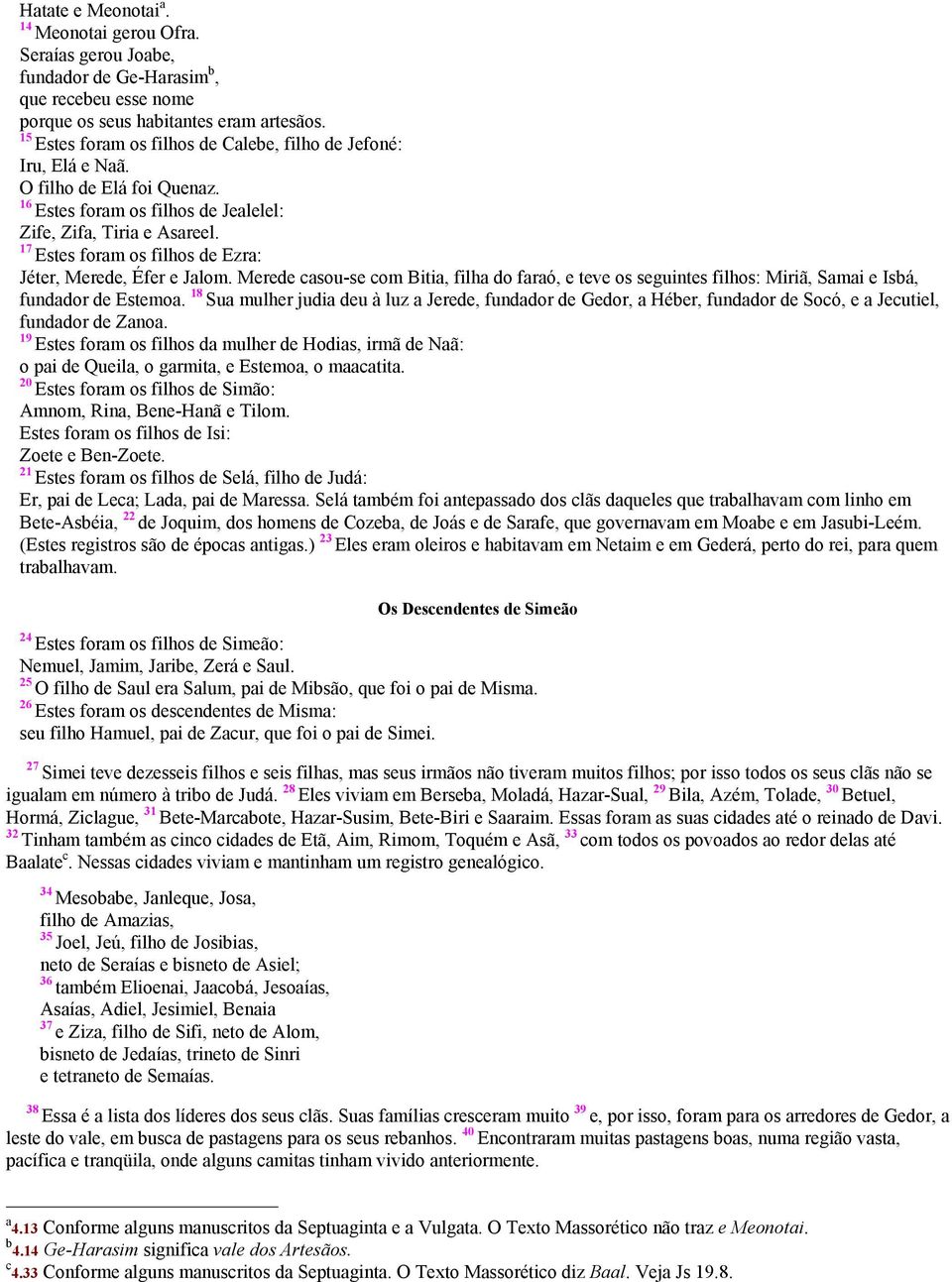 Estes foram os filhos de Ezra: Jéter, Merede, Éfer e Jalom. Merede casou-se com Bitia, filha do faraó, e teve os seguintes filhos: Miriã, Samai e Isbá, fundador de Estemoa.