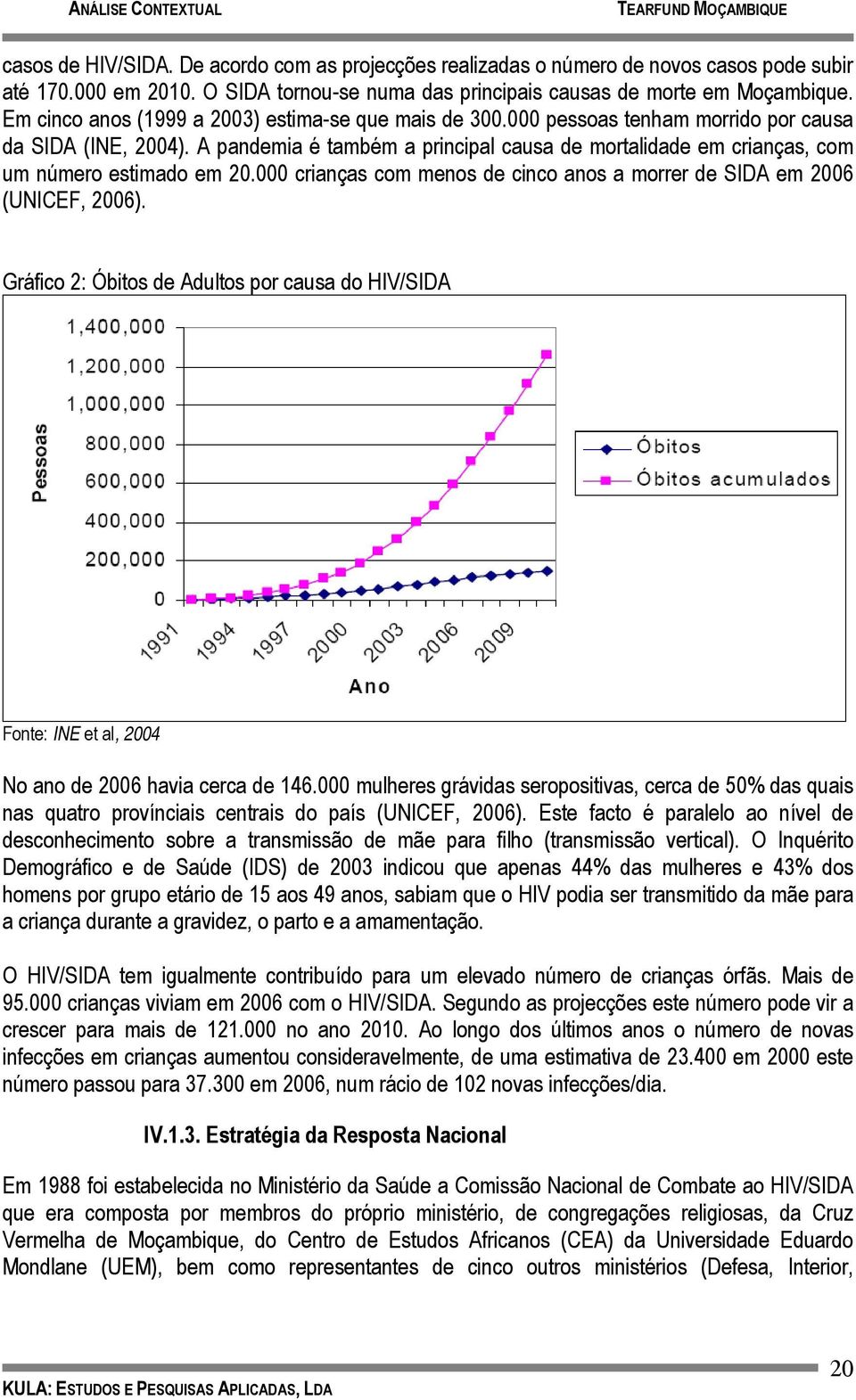 A pandemia é também a principal causa de mortalidade em crianças, com um número estimado em 20.000 crianças com menos de cinco anos a morrer de SIDA em 2006 (UNICEF, 2006).