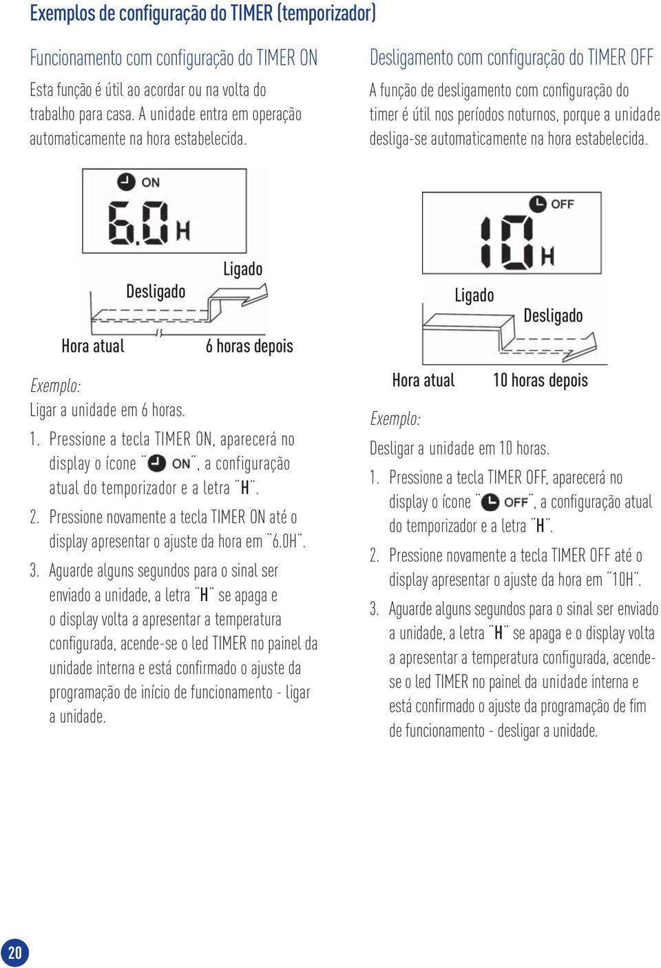 Desligamento com confi guração do TIMER OFF A função de desligamento com confi guração do timer é útil nos períodos noturnos, porque a unidade desliga-se automaticamente na hora estabelecida.