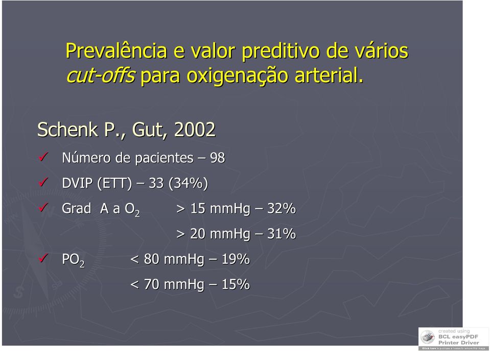 , Gut, 2002 Número de pacientes 98 DVIP (ETT) 33