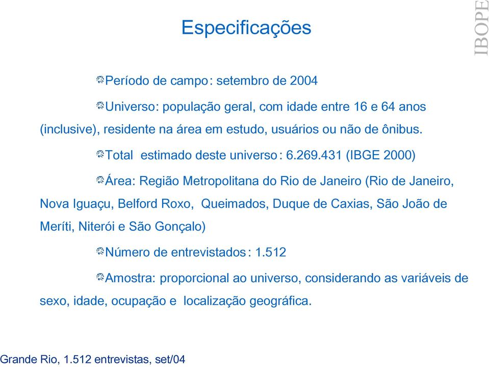 431 (IBGE 2000) Área: Região Metropolitana do Rio de Janeiro (Rio de Janeiro, Nova Iguaçu, Belford Roxo, Queimados, Duque de Caxias,