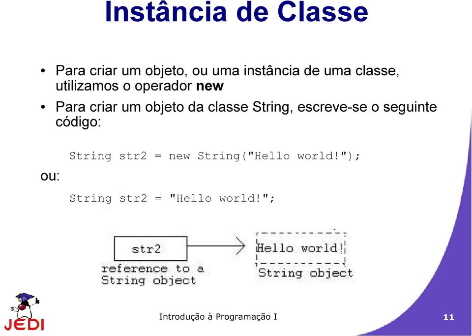 String, escreve-se o seguinte código: ou: String str2 = new