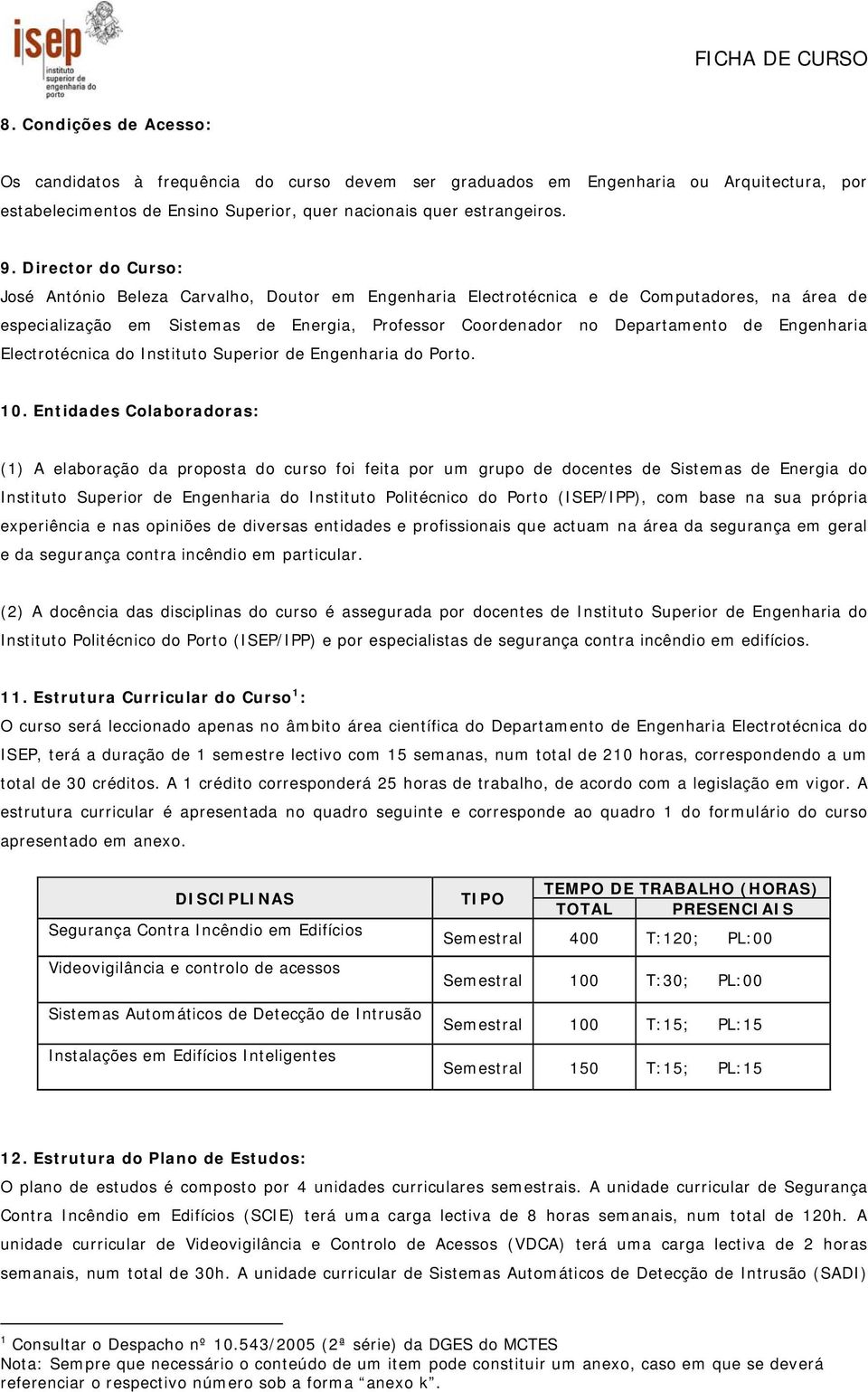 Engenharia Electrotécnica do Instituto Superior de Engenharia do Porto. 10.