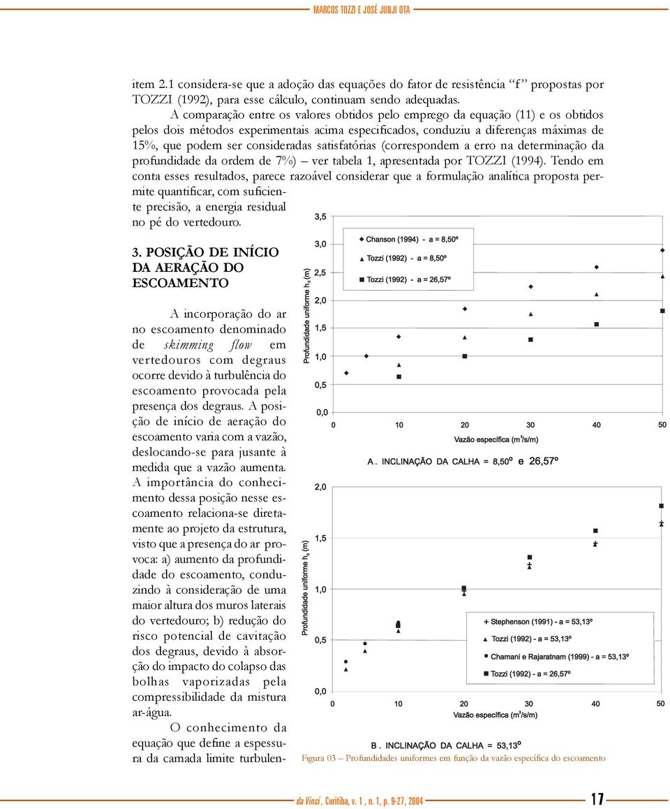 satisfatórias (correspondem a erro na determinação da profundidade da ordem de 7%) ver tabela 1, apresentada por TOZZI (1994).