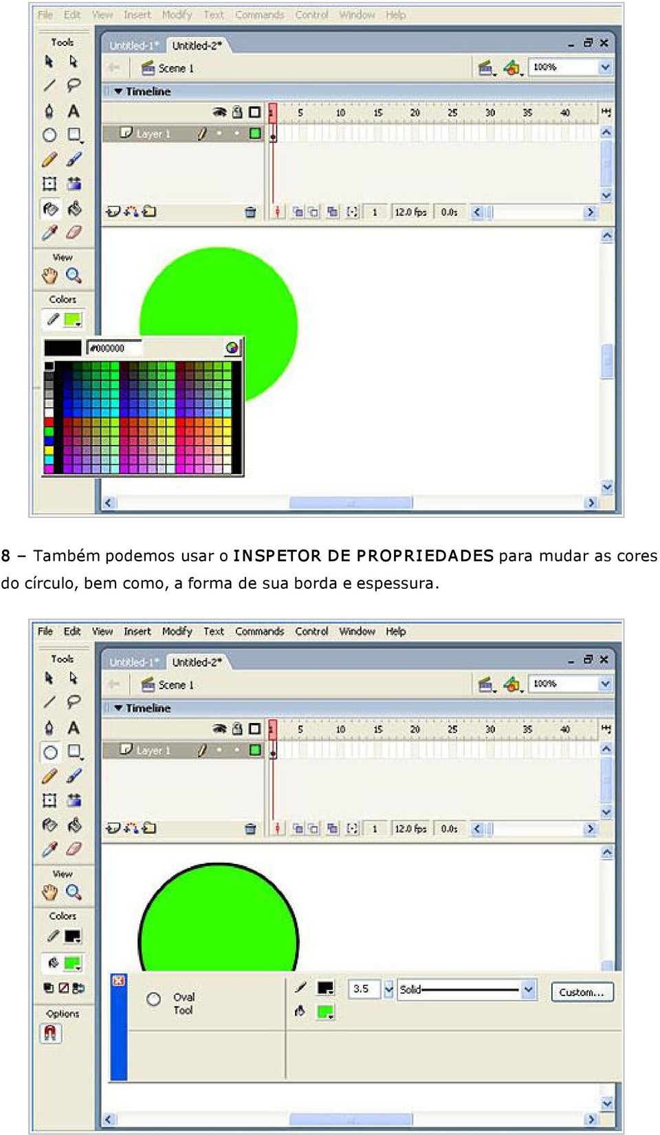 mudar as cores do círculo, bem