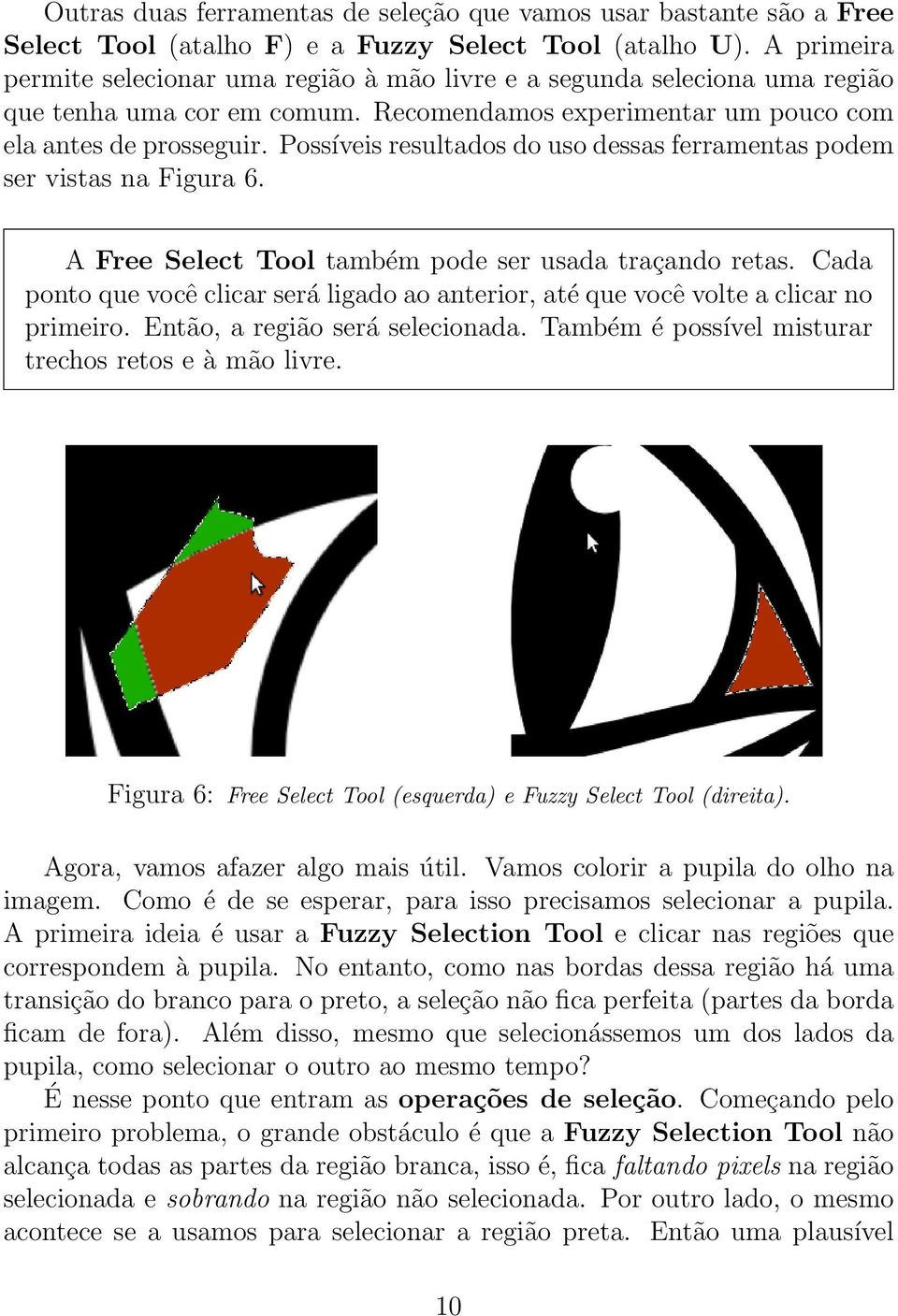 Possíveis resultados do uso dessas ferramentas podem ser vistas na Figura 6. A Free Select Tool também pode ser usada traçando retas.