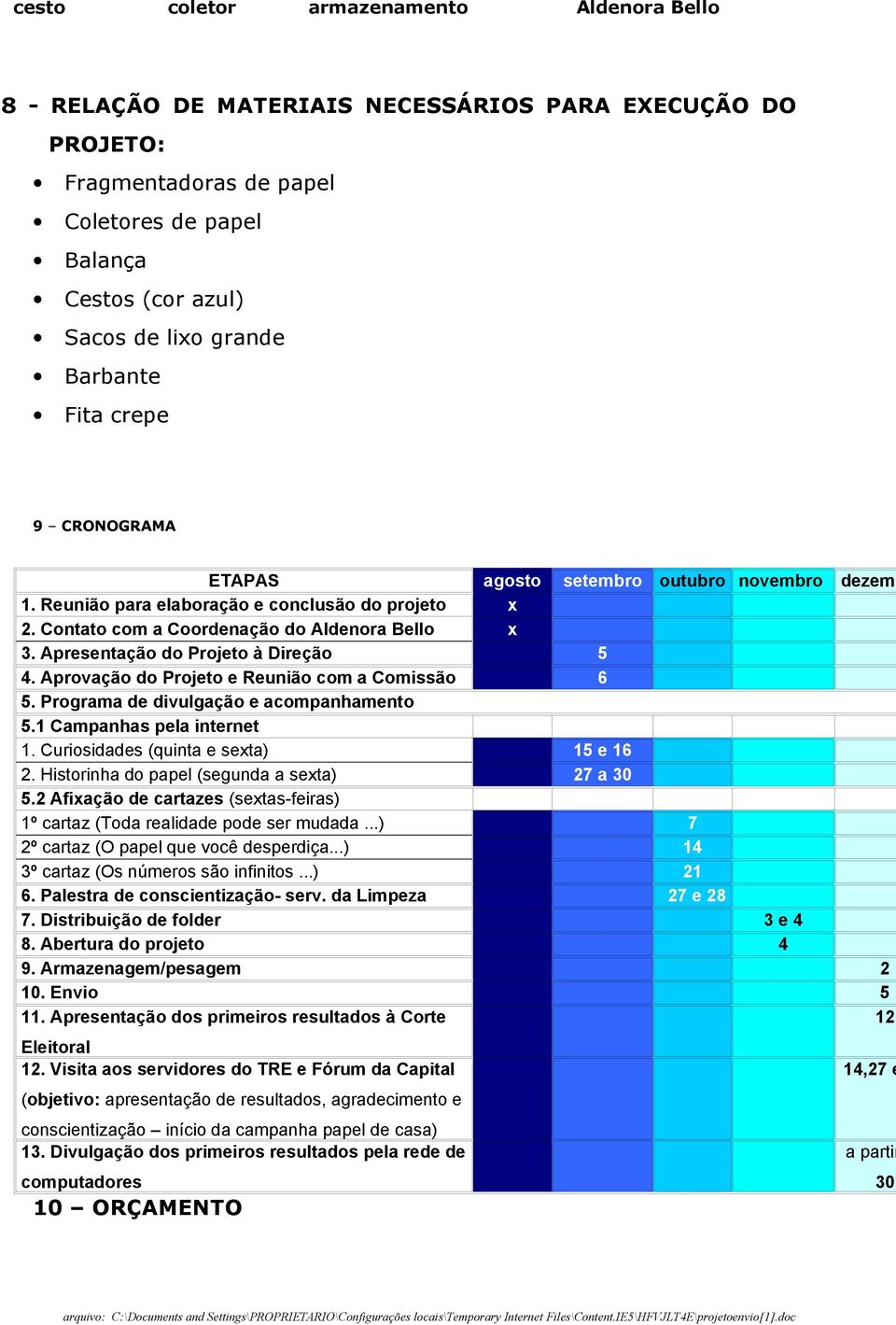 Apresentação do Projeto à Direção 5 4. Aprovação do Projeto e Reunião com a Comissão 6 5. Programa de divulgação e acompanhamento 5.1 Campanhas pela internet 1.