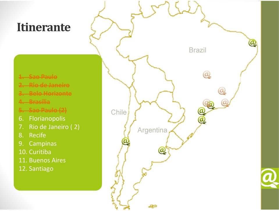 Florianopolis 7. Rio de Janeiro ( 2) 8. Recife 9.