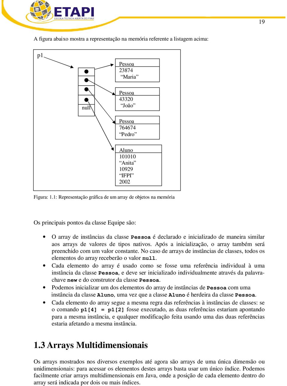 de valores de tipos nativos. Após a inicialização, o array também será preenchido com um valor constante.