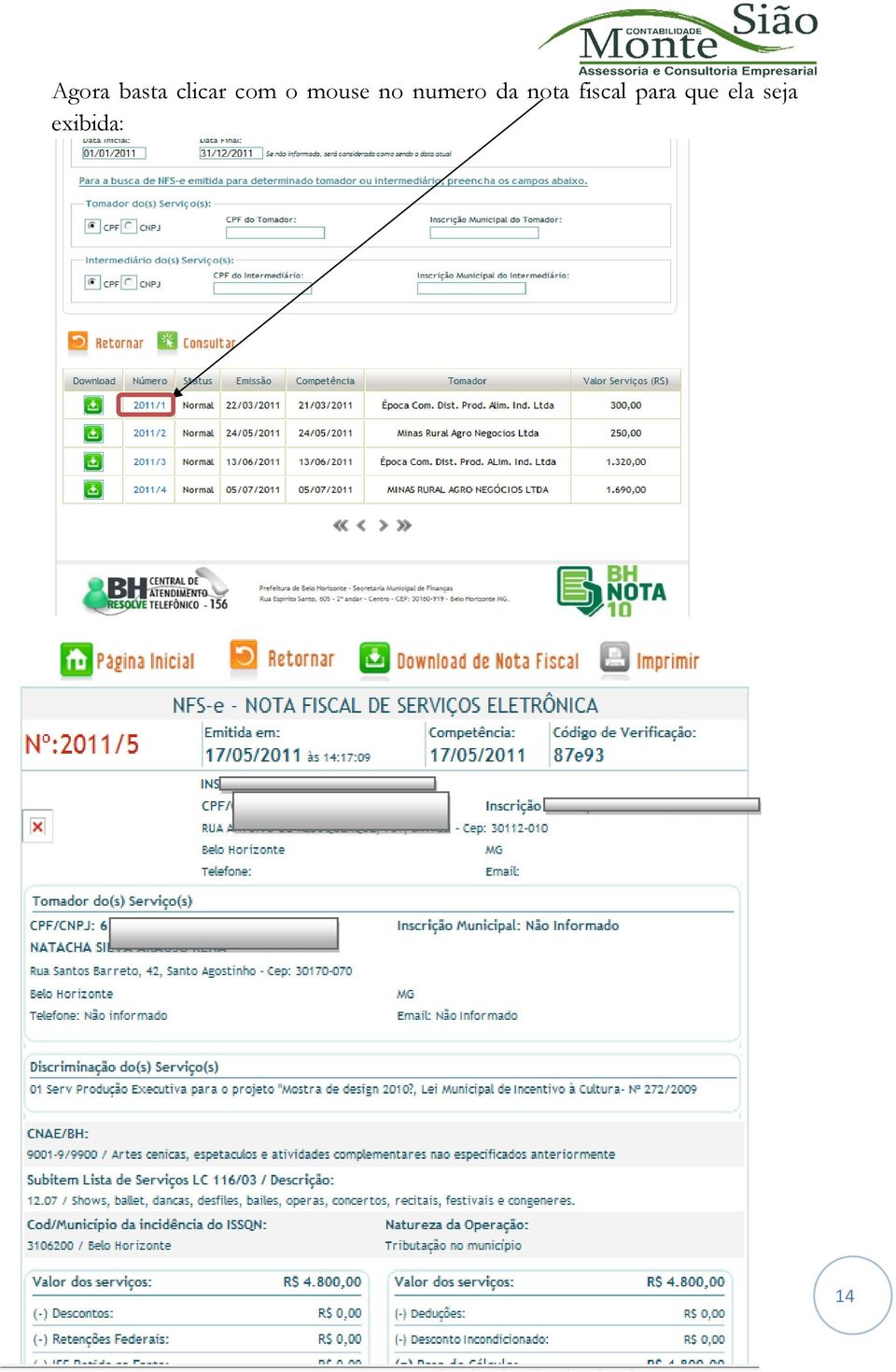 da nota fiscal para