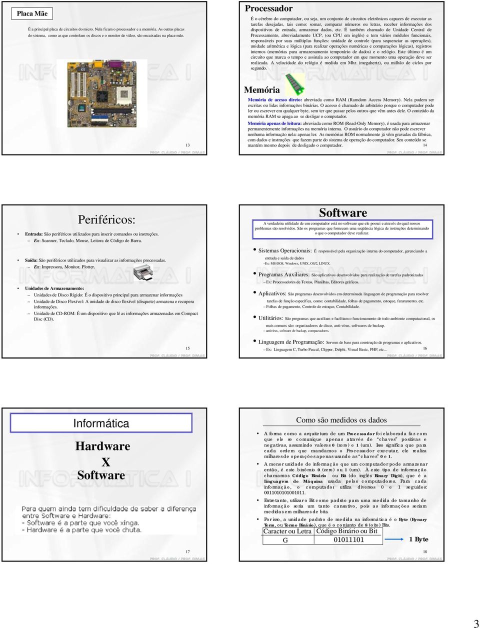 dispositivos de entrada, armazenar dados, etc.