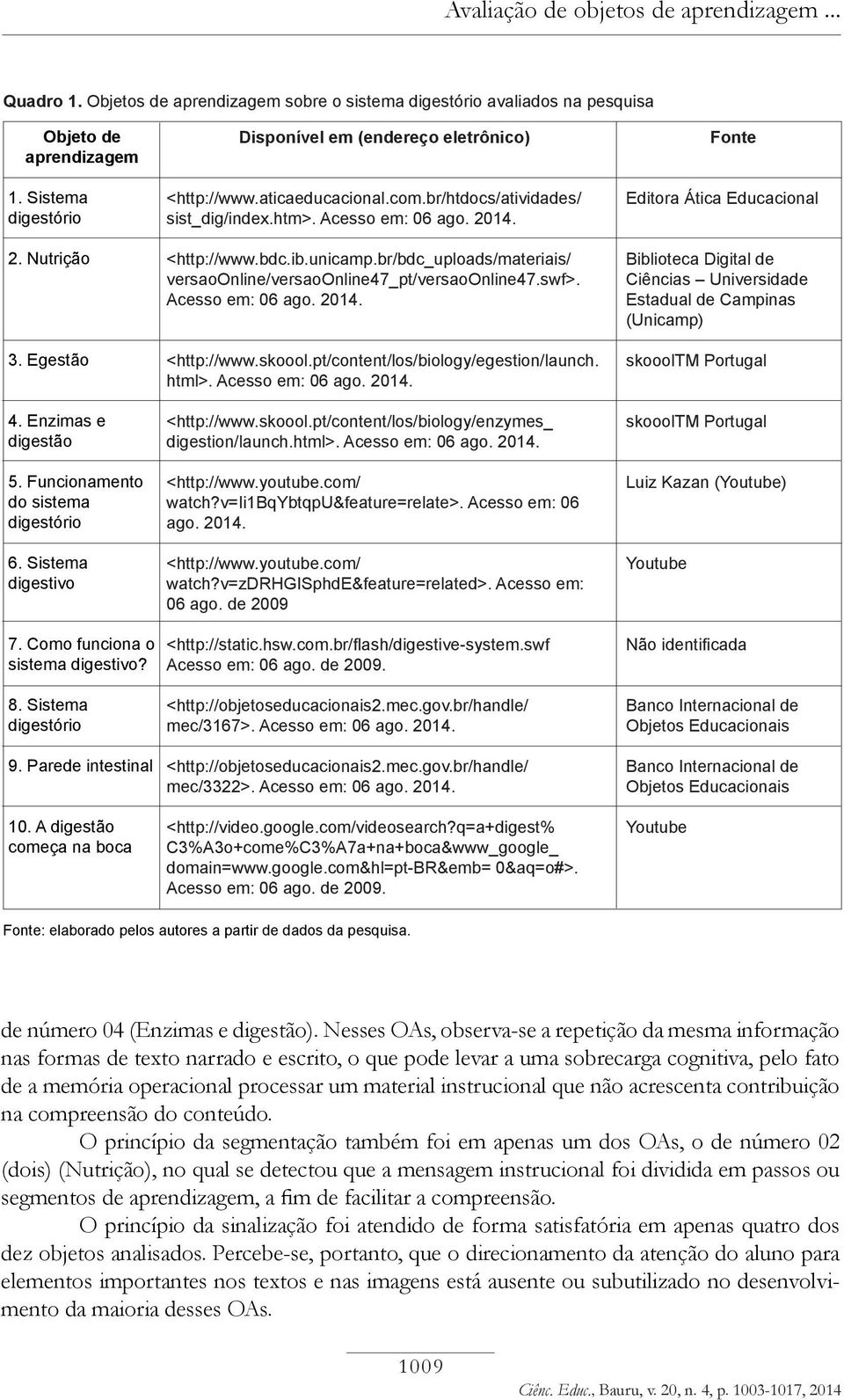 Acesso em: 06 ago. 2014. <http://www.bdc.ib.unicamp.br/bdc_uploads/materiais/ versaoonline/versaoonline47_pt/versaoonline47.swf>. Acesso em: 06 ago. 2014. <http://www.skoool.