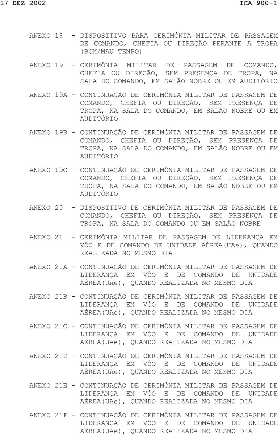 COMANDO, EM SALÃO NOBRE OU EM AUDITÓRIO ANEXO 19B - CONTINUAÇÃO DE CERIMÔNIA MILITAR DE PASSAGEM DE COMANDO, CHEFIA OU DIREÇÃO, SEM PRESENÇA DE TROPA, NA SALA DO COMANDO, EM SALÃO NOBRE OU EM