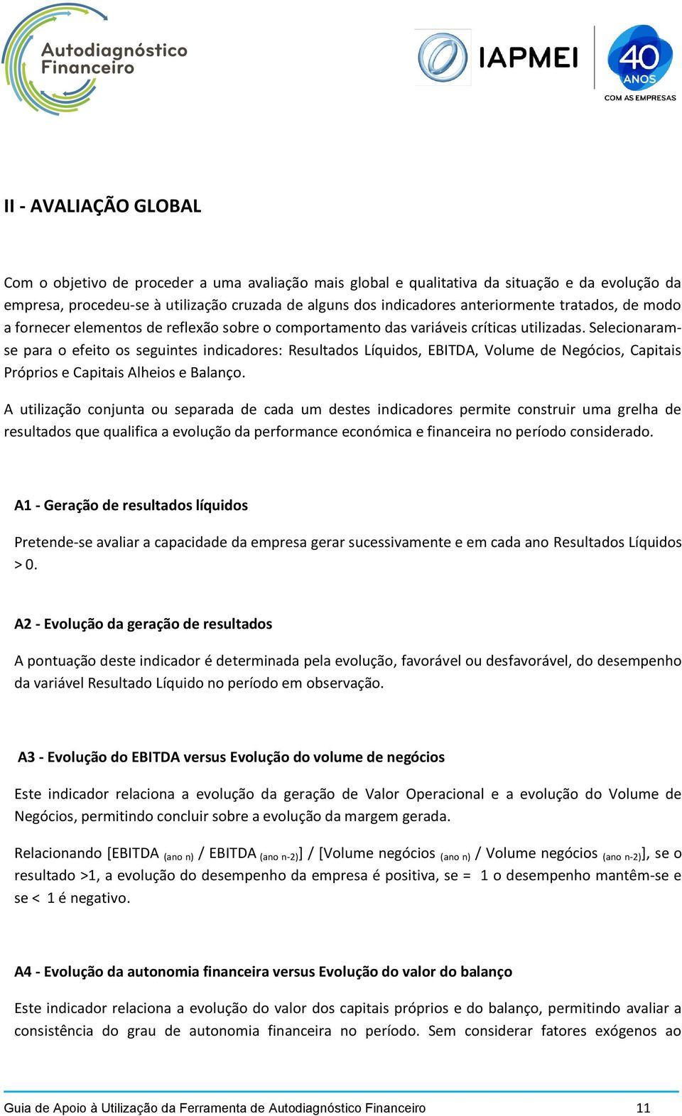 Selecionaramse para o efeito os seguintes indicadores: Resultados Líquidos, EBITDA, Volume de Negócios, Capitais Próprios e Capitais Alheios e Balanço.