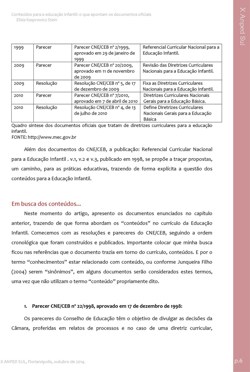 Infantil. Revisão das Diretrizes Curriculares Nacionais para a Educação Infantil. Fixa as Diretrizes Curriculares Nacionais para a Educação Infantil.