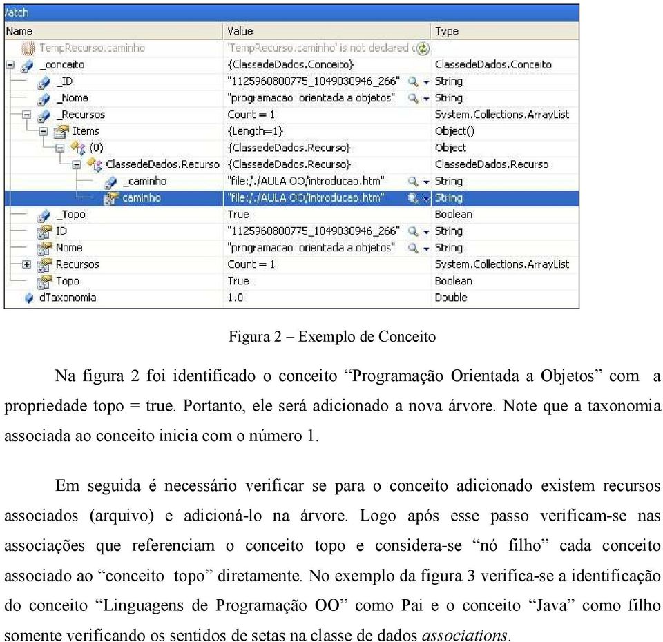 Em seguida é necessário verificar se para o conceito adicionado existem recursos associados (arquivo) e adicioná-lo na árvore.