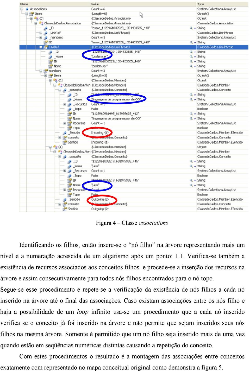 Segue-se esse procedimento e repete-se a verificação da existência de nós filhos a cada nó inserido na árvore até o final das associações.