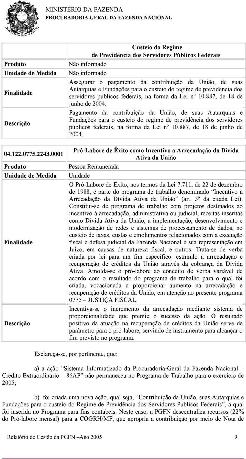 suas Autarquias e Fundações para o custeio do regime de previdência dos servidores públicos federais, na forma da Lei nº 10.887, de 18 de junho de 2004.