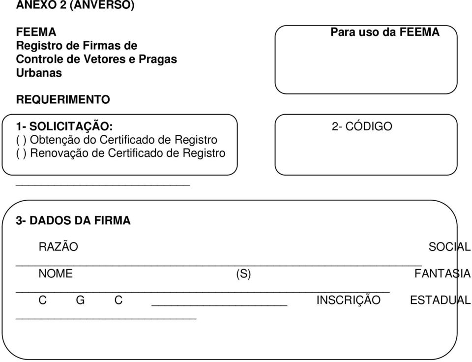 ) Obtenção do Certificado de Registro ( ) Renovação de Certificado de