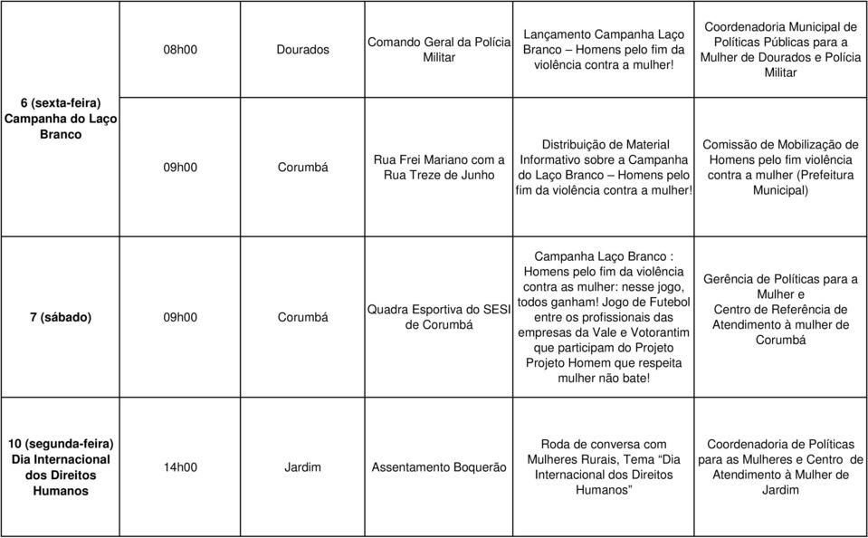 de Material Informativo sobre a Campanha do Laço Branco Homens pelo fim da violência contra a mulher!