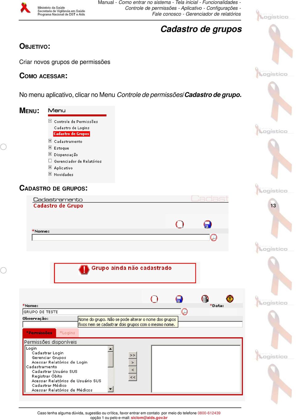 aplicativo, clicar no Menu Controle de