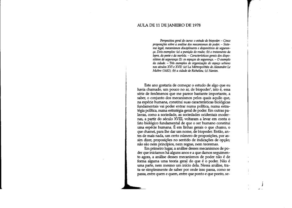 - Características gerais doe dispositivos de seguran,. (I): os espafll5 deeeguranca. - O exemplo da cidade.