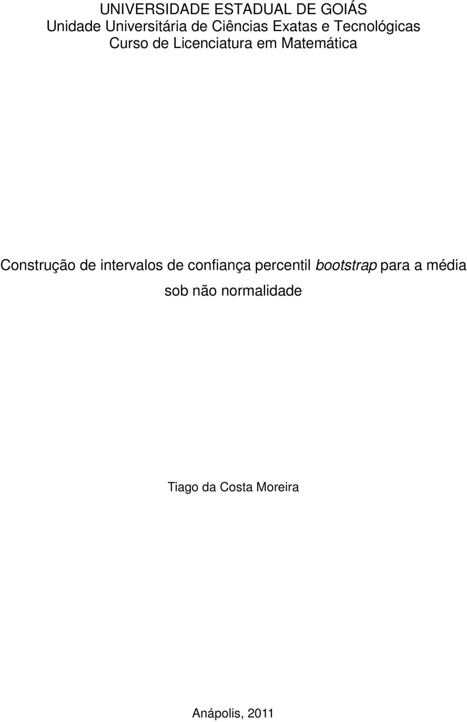 Matemática Construção de intervalos de confiança percentil