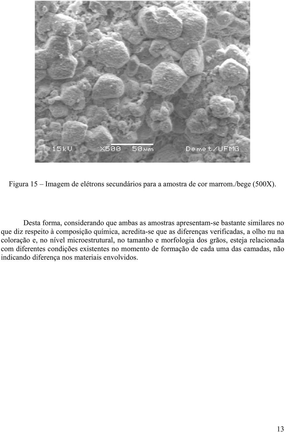 acredita-se que as diferenças verificadas, a olho nu na coloração e, no nível microestrutural, no tamanho e morfologia dos