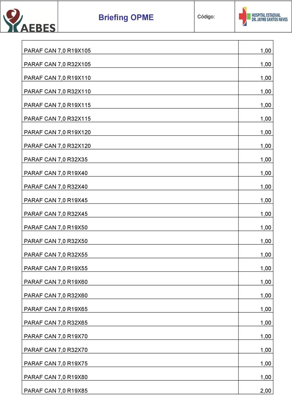 R32X45 1,00 PARAF CAN 7,0 R19X50 1,00 PARAF CAN 7,0 R32X50 1,00 PARAF CAN 7,0 R32X55 1,00 PARAF CAN 7,0 R19X55 1,00 PARAF CAN 7,0 R19X60 1,00 PARAF CAN 7,0 R32X60 1,00