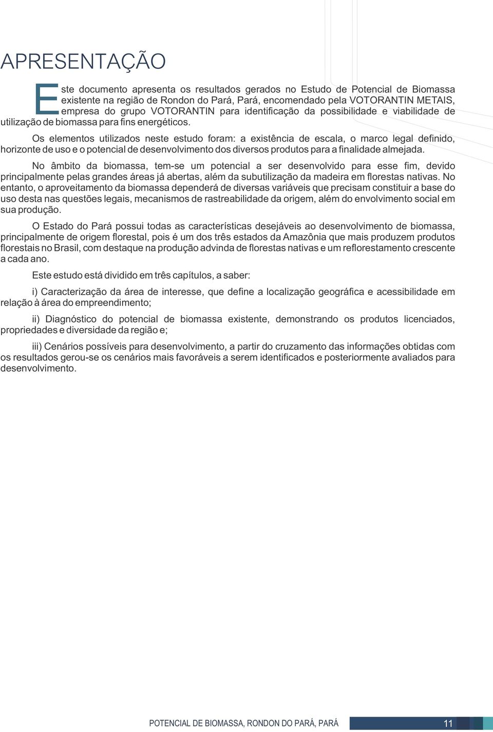 Os elementos utilizados neste estudo foram: a existência de escala, o marco legal definido, horizonte de uso e o potencial de desenvolvimento dos diversos produtos para a finalidade almejada.