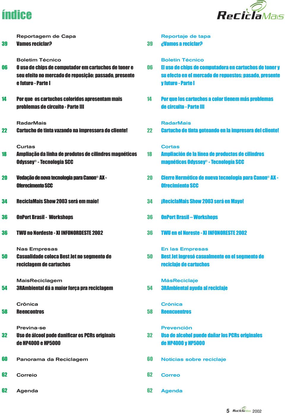 su efecto en el mercado de repuestos: pasado, presente e futuro - Parte I y futuro - Parte I 14 Por que os cartuchos coloridos apresentam mais problemas de circuito - Parte III 14 Por que los